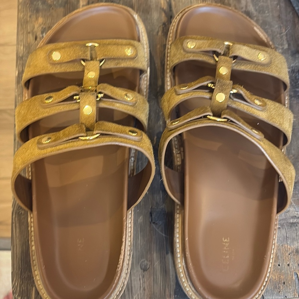 Killier gorgeous CELINE slides. Dark Tan suede ! Preowned but beautiful